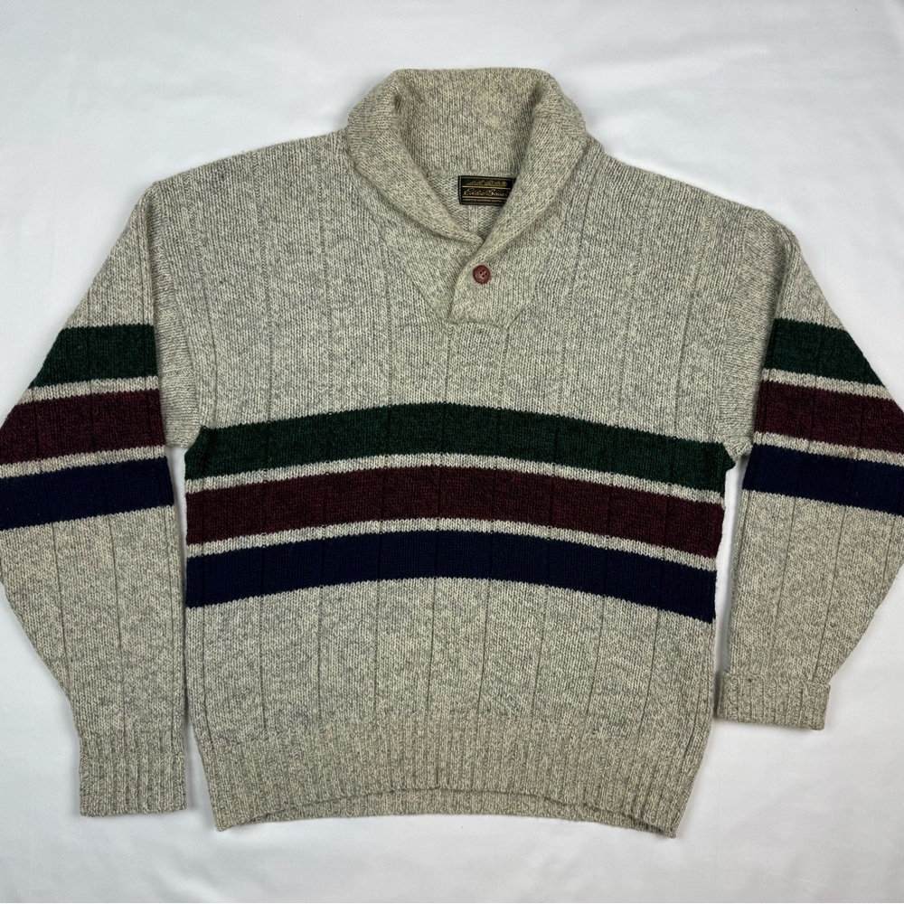 Vtg Eddie Bauer Mens Cowl Neck Sweater Sz Large 90s Cowl Neck Pullover Knit A5